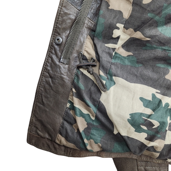 BCBGMaxAzria Olive 100% Leather Moto Biker Leather Jacket Women's Size Large - Picture 5 of 9